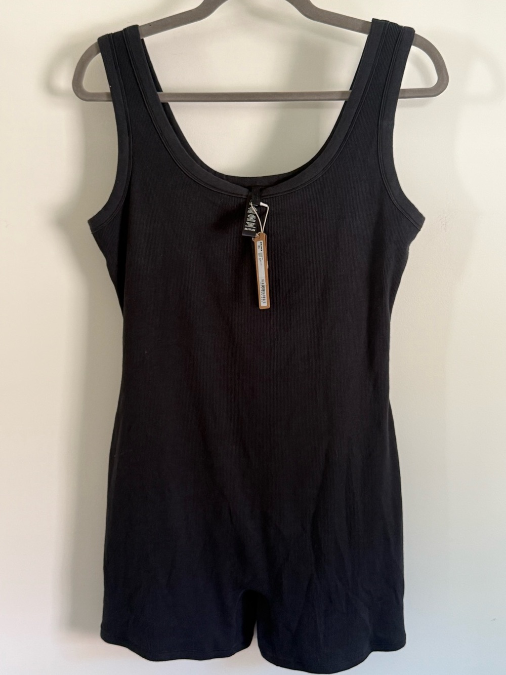 NWT SKIMS Ribbed Scoop Neck Tank Romper - Onyx 2X plus